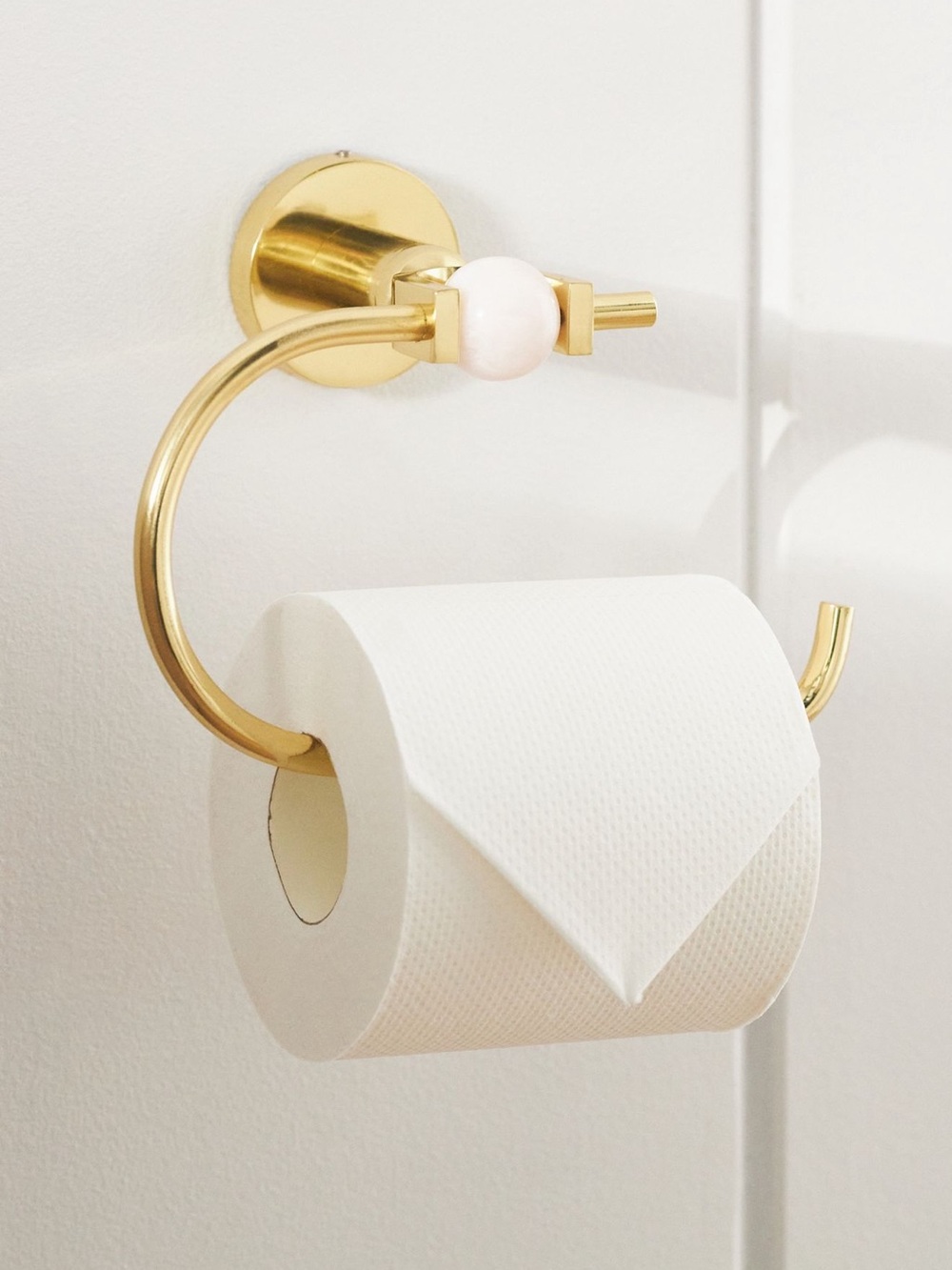 Anthropologie Elodie Brass Toilet Paper Ring with White Marble Accent